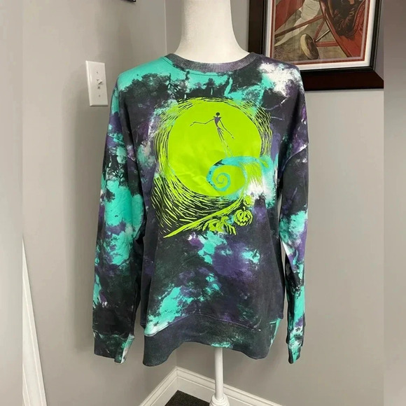 Disney Tops - Disney Tim Burtons The Nightmare Before Christmas Tie Dye Sweatshirt Size Medium